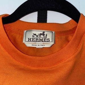 Hermès Orange H embroidered Cotton Pique T-Shirt